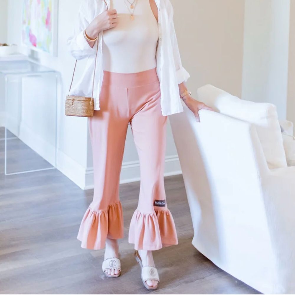 Matilda Jane pants Woman’s Big Ruffles hem rose size S.